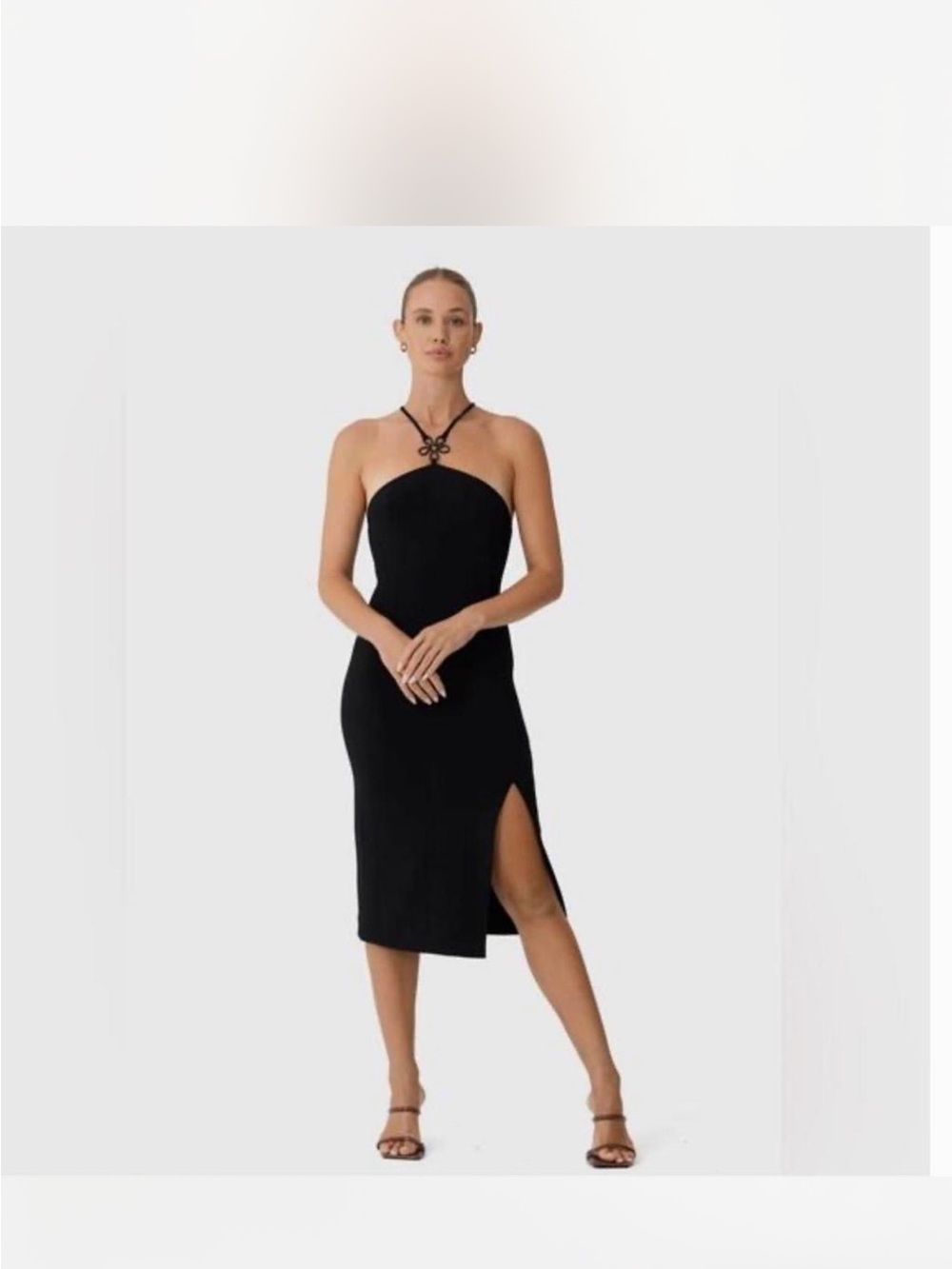 Revolve Women’s Black Halter Midi Dress XS